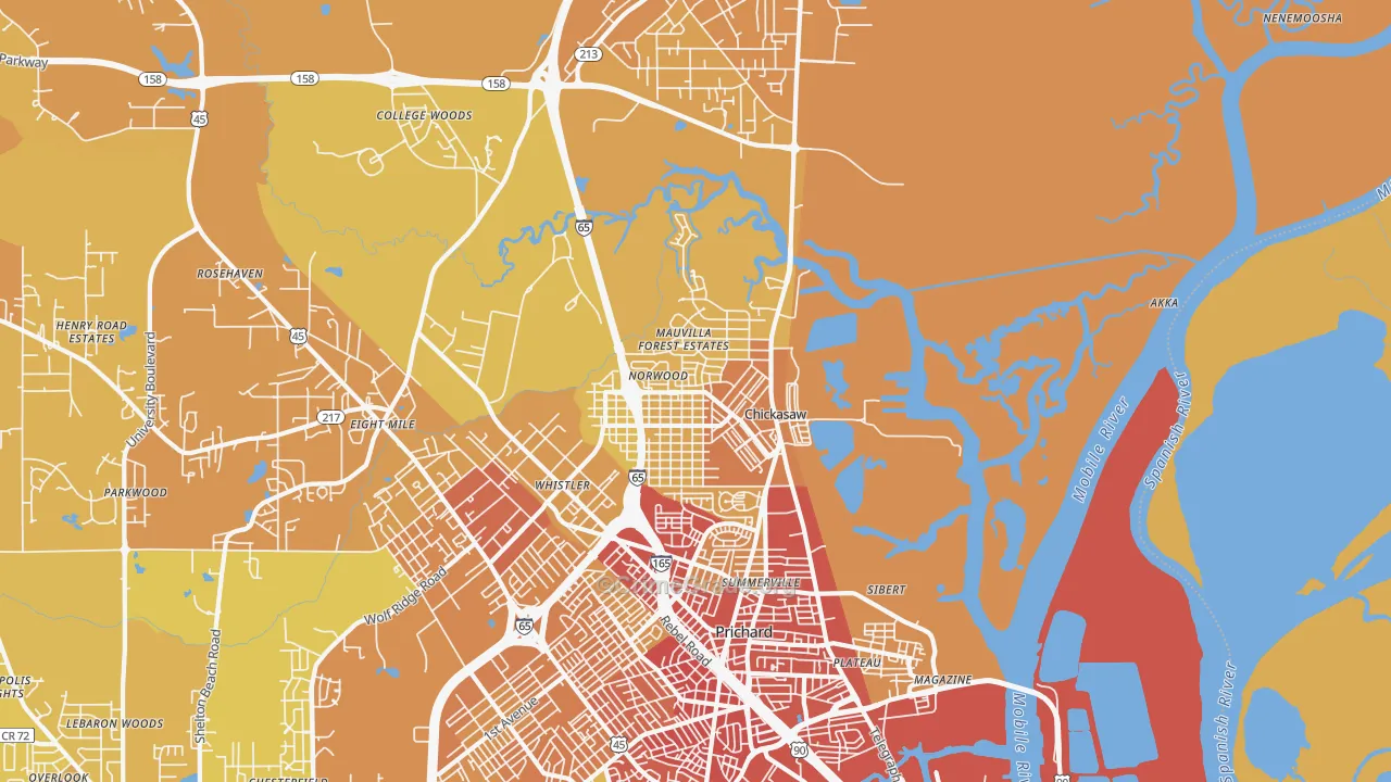 36611, AL Map of Vehicle Theft Rates