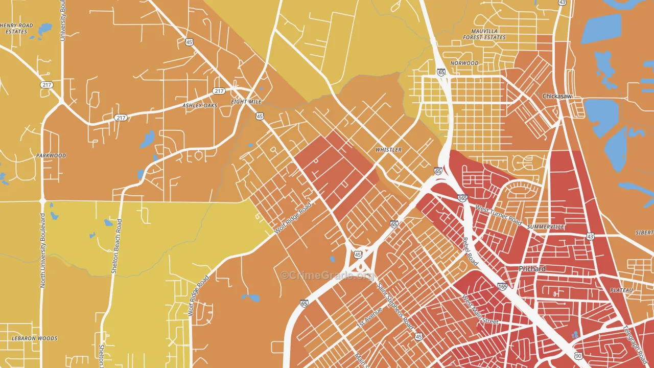 36612, AL Map of Vehicle Theft Rates