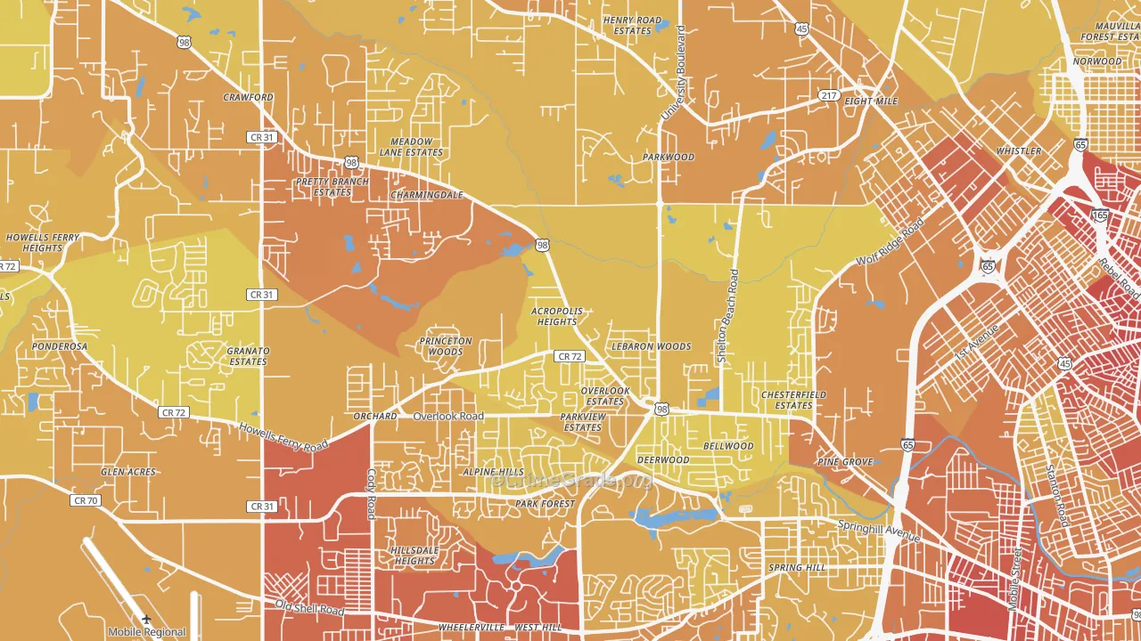 36618, AL Map of Vehicle Theft Rates