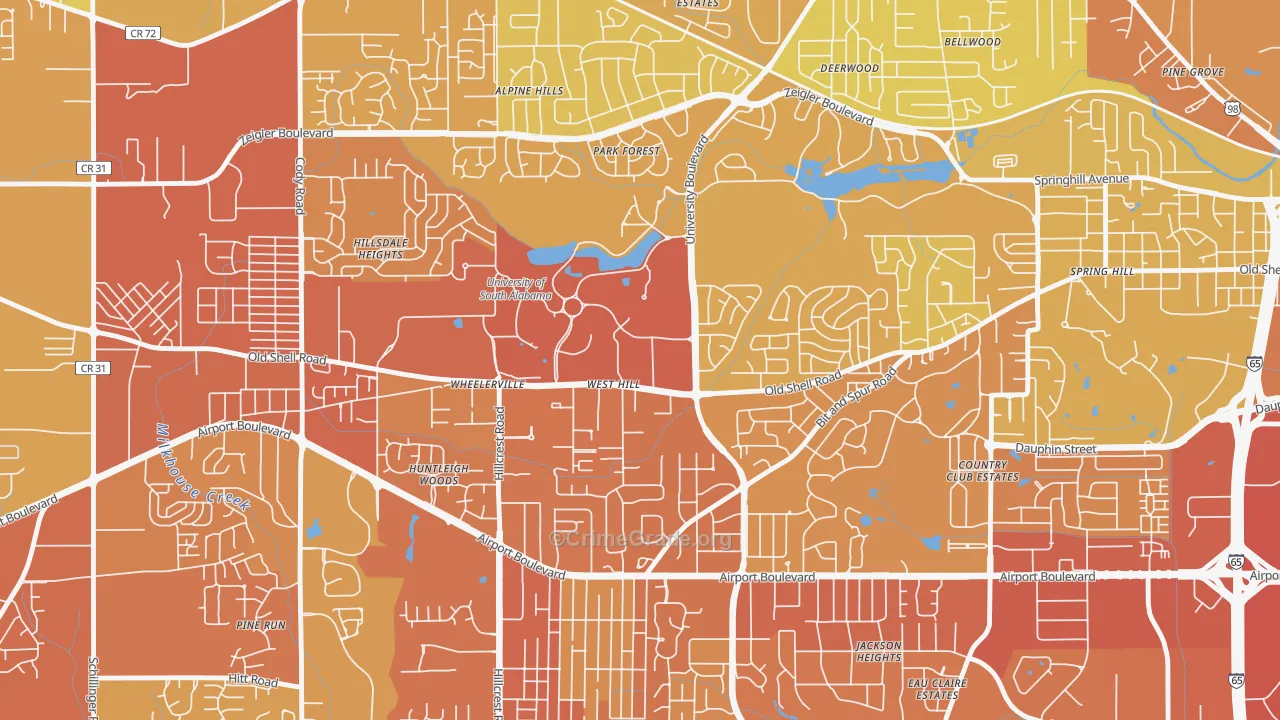 36688, AL Map of Vehicle Theft Rates