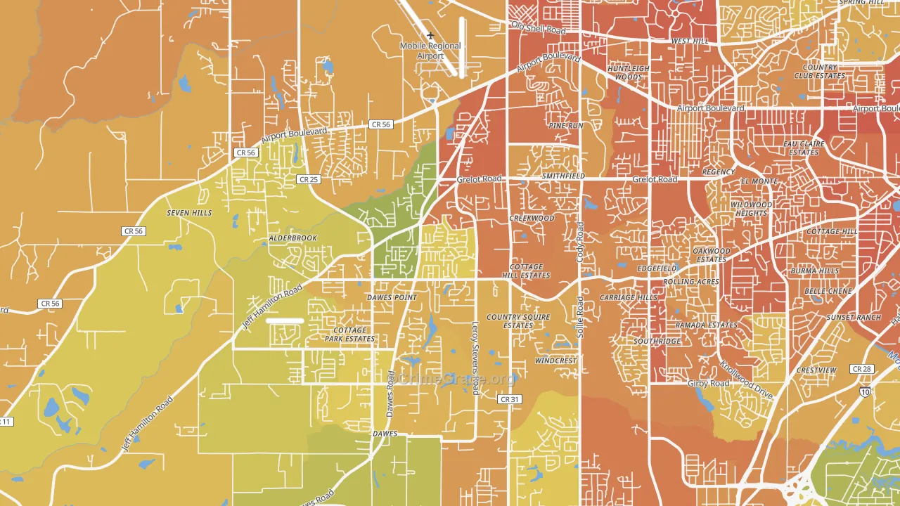 36695, AL Map of Vehicle Theft Rates