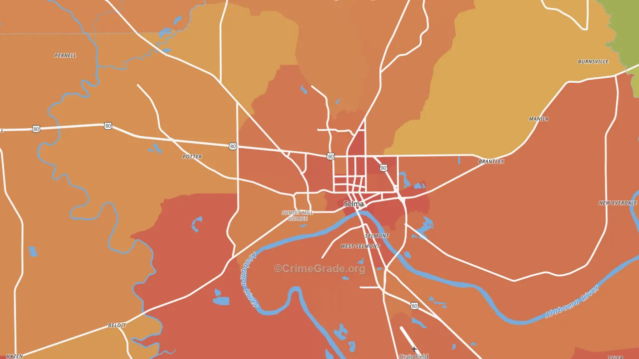 36701, AL Map of Vehicle Theft Rates