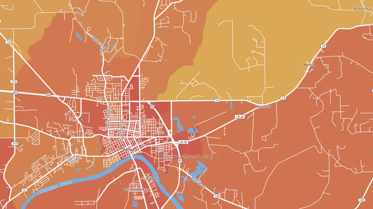 36703, AL Map of Vehicle Theft Rates