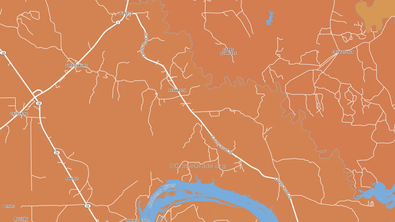 36720, AL Map of Vehicle Theft Rates