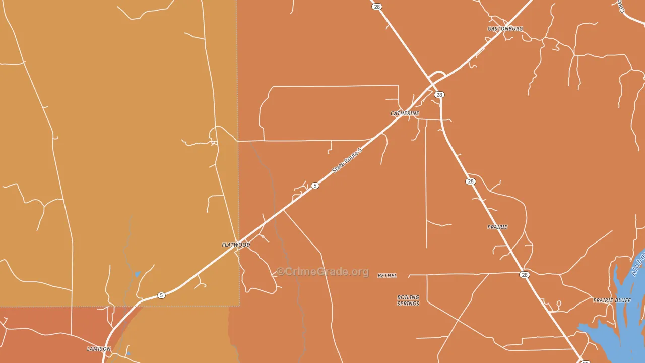 36728, AL Map of Vehicle Theft Rates
