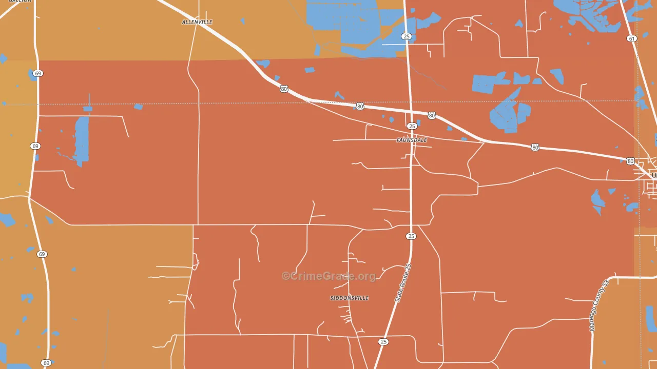 36738, AL Map of Vehicle Theft Rates