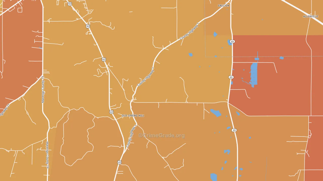 36742, AL Map of Vehicle Theft Rates