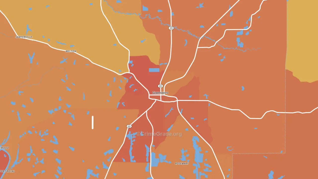 36744, AL Map of Vehicle Theft Rates