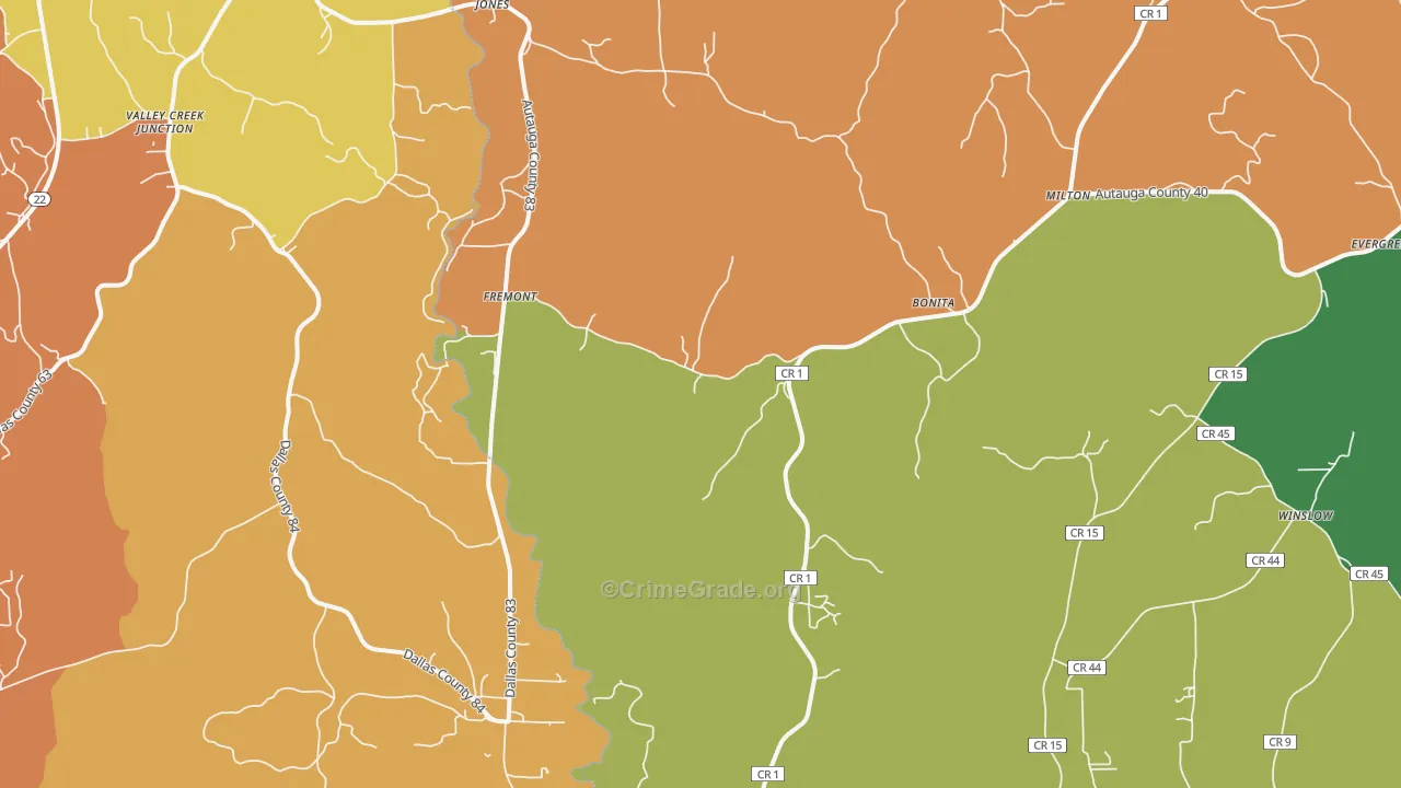 36749, AL Map of Vehicle Theft Rates