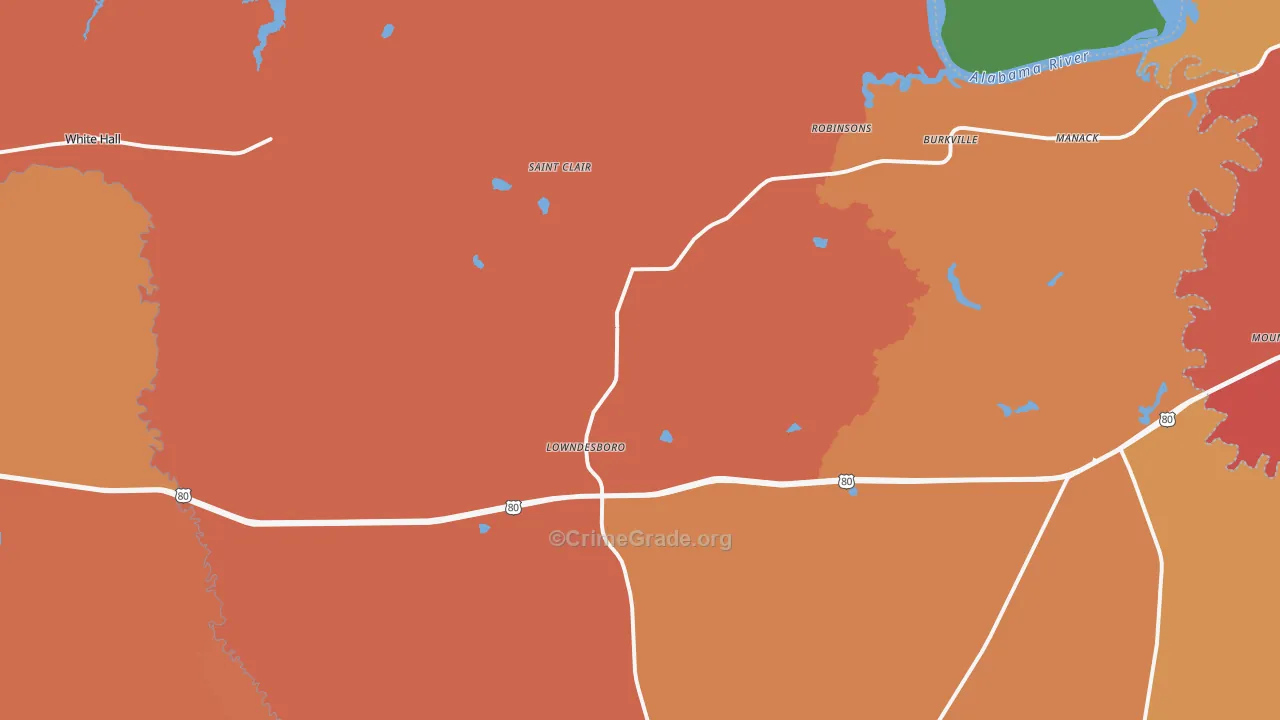 36752, AL Map of Vehicle Theft Rates