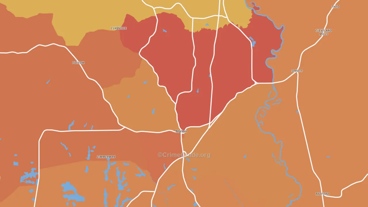36756, AL Map of Vehicle Theft Rates