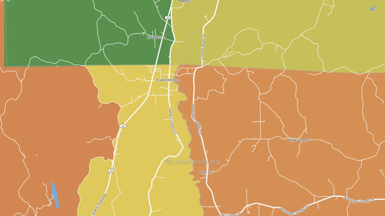 36758, AL Map of Vehicle Theft Rates