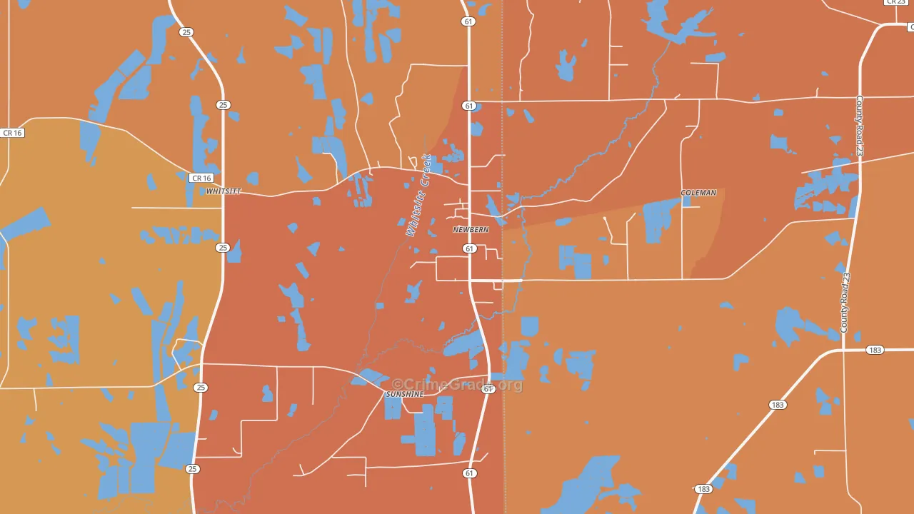 36765, AL Map of Vehicle Theft Rates