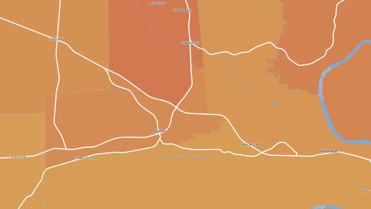 36769, AL Map of Vehicle Theft Rates
