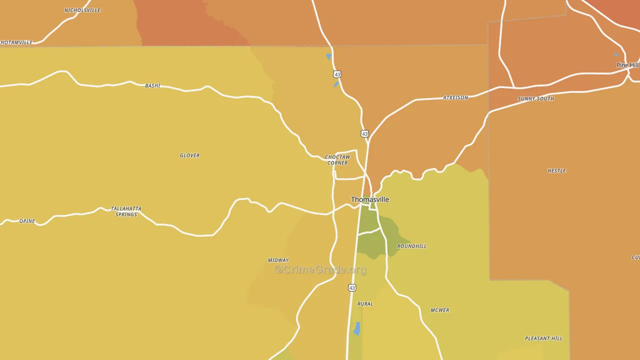 36784, AL Map of Vehicle Theft Rates