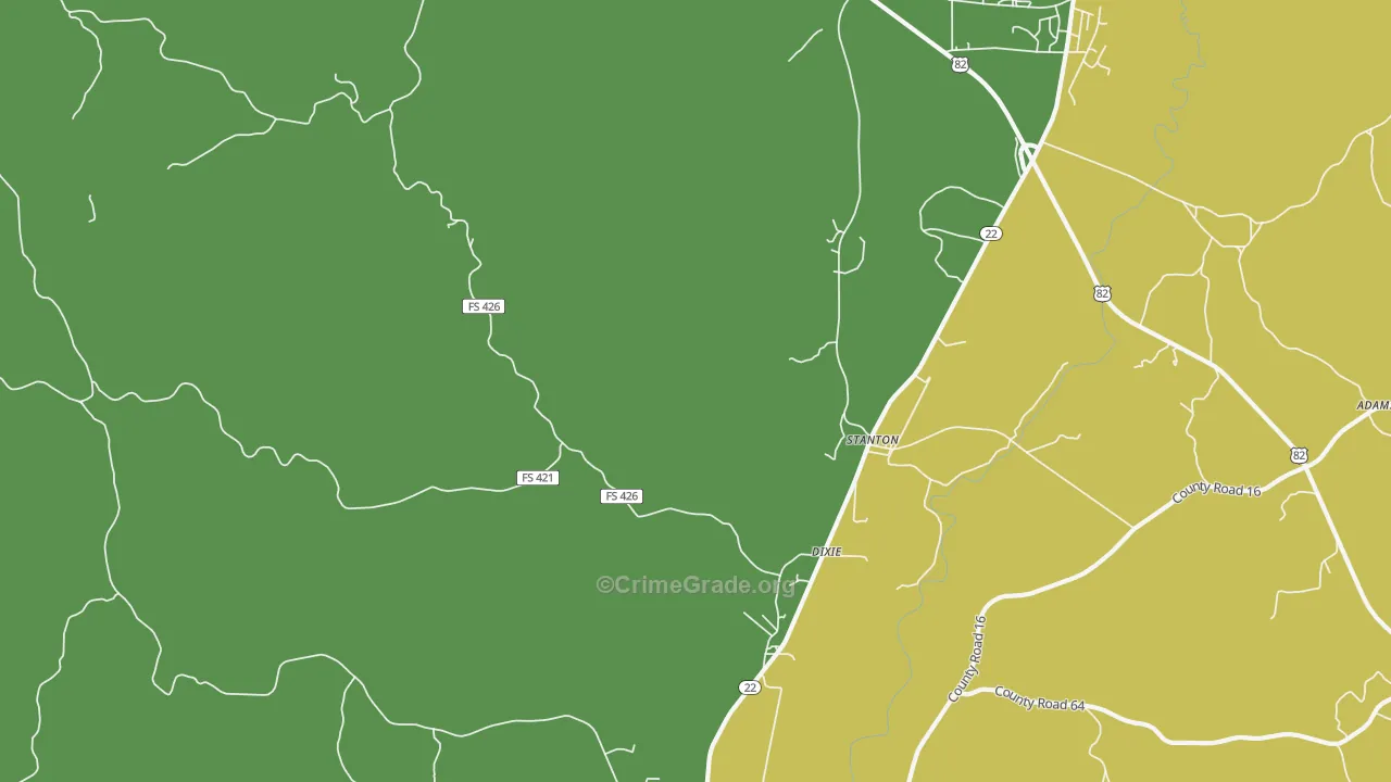 36790, AL Map of Vehicle Theft Rates
