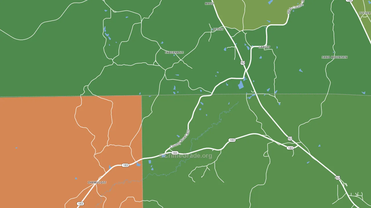 36793, AL Map of Vehicle Theft Rates