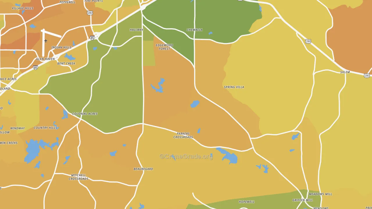 36804, AL Map of Vehicle Theft Rates