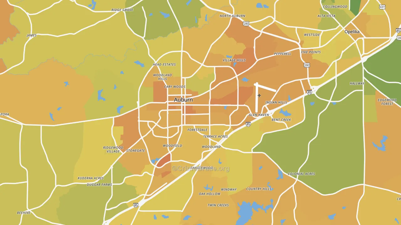 36830, AL Map of Vehicle Theft Rates