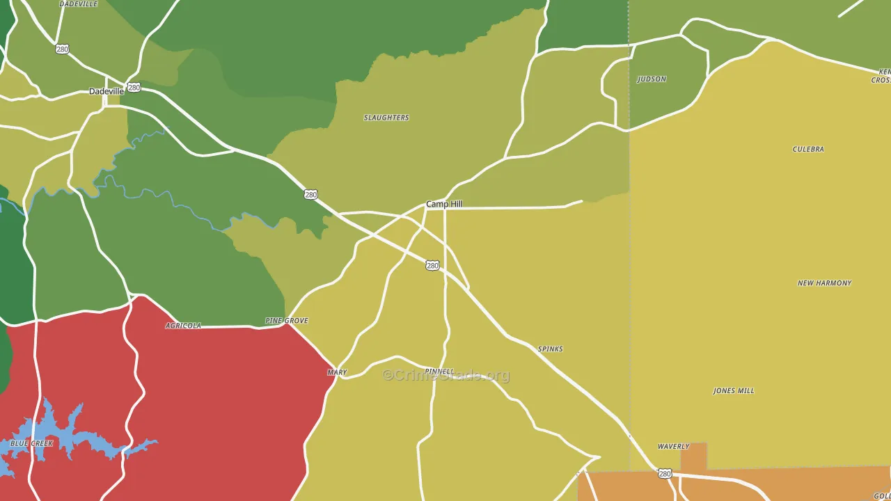 36850, AL Map of Vehicle Theft Rates