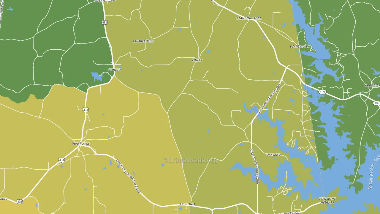 36855, AL Map of Vehicle Theft Rates