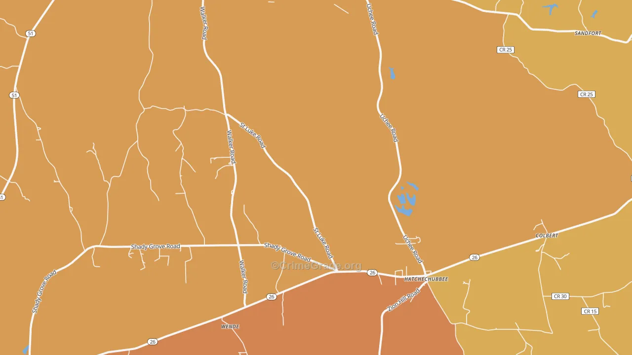 36858, AL Map of Vehicle Theft Rates