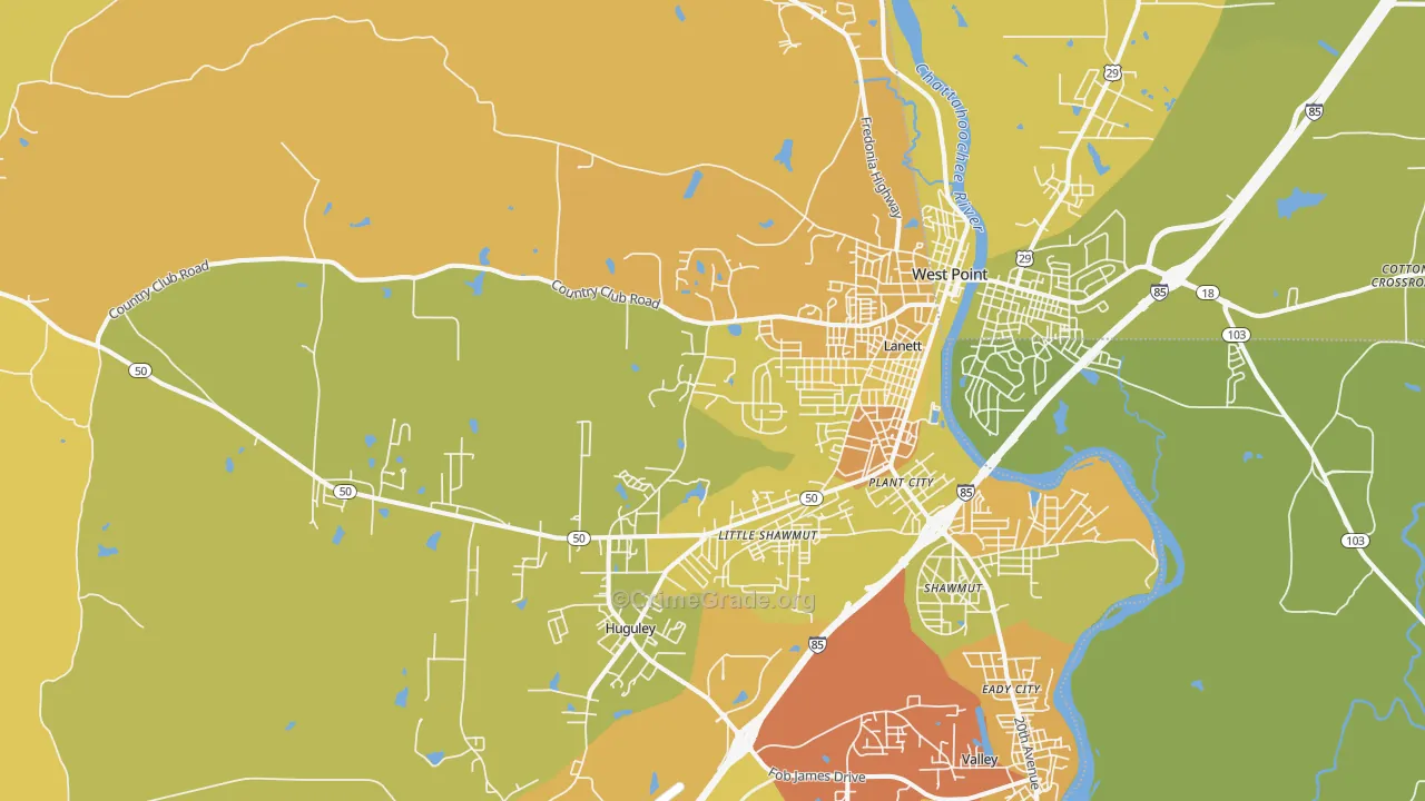 36863, AL Map of Vehicle Theft Rates