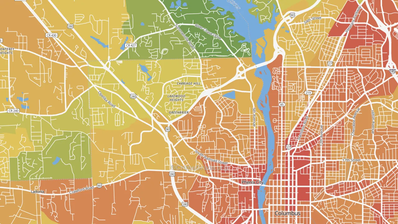 36867, AL Map of Vehicle Theft Rates