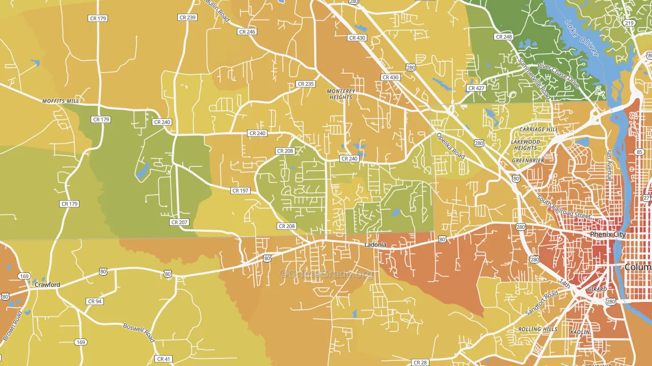 36870, AL Map of Vehicle Theft Rates