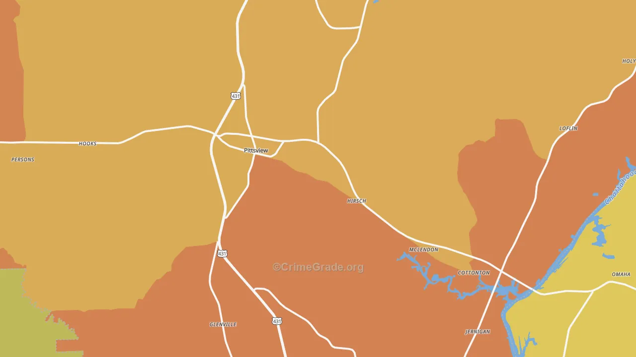 36871, AL Map of Vehicle Theft Rates