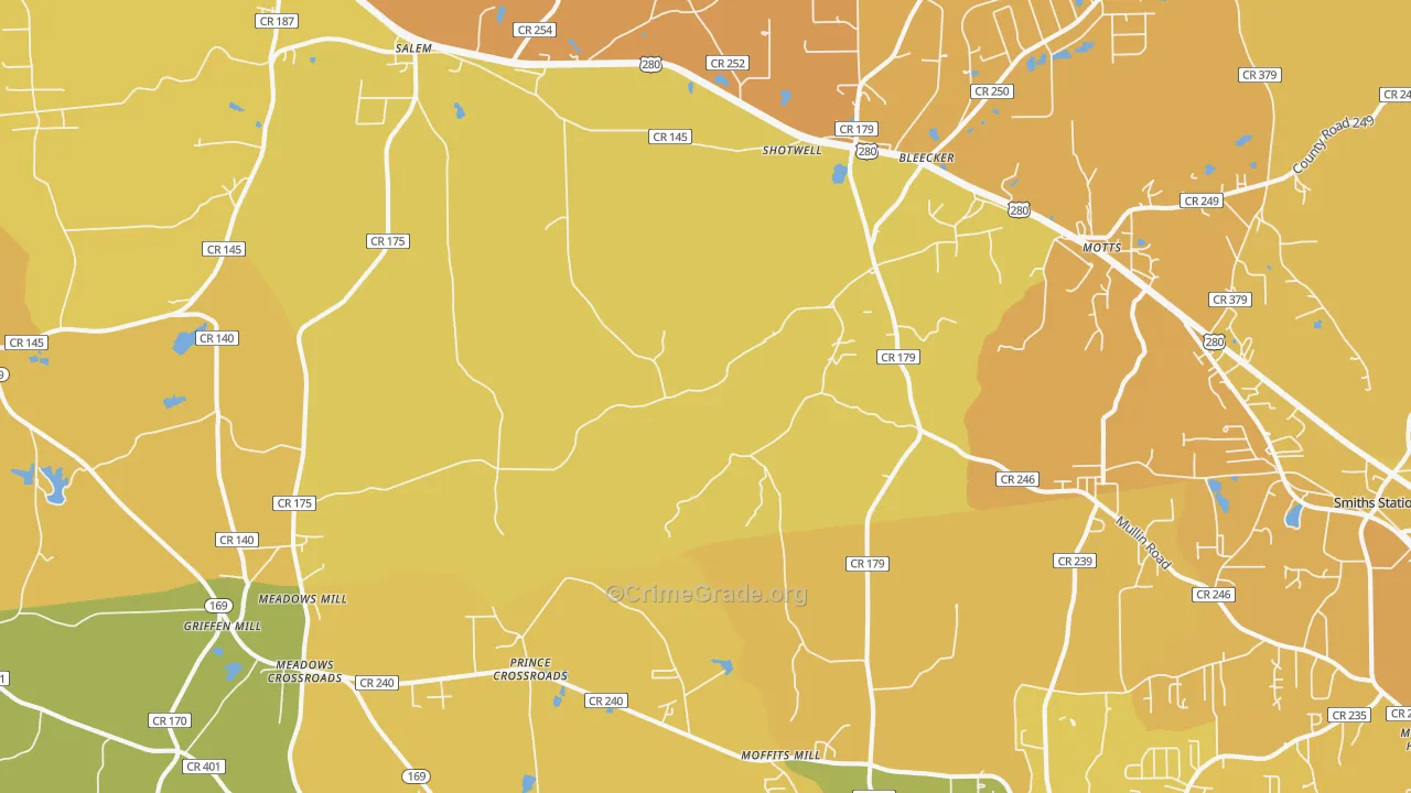 36874, AL Map of Vehicle Theft Rates