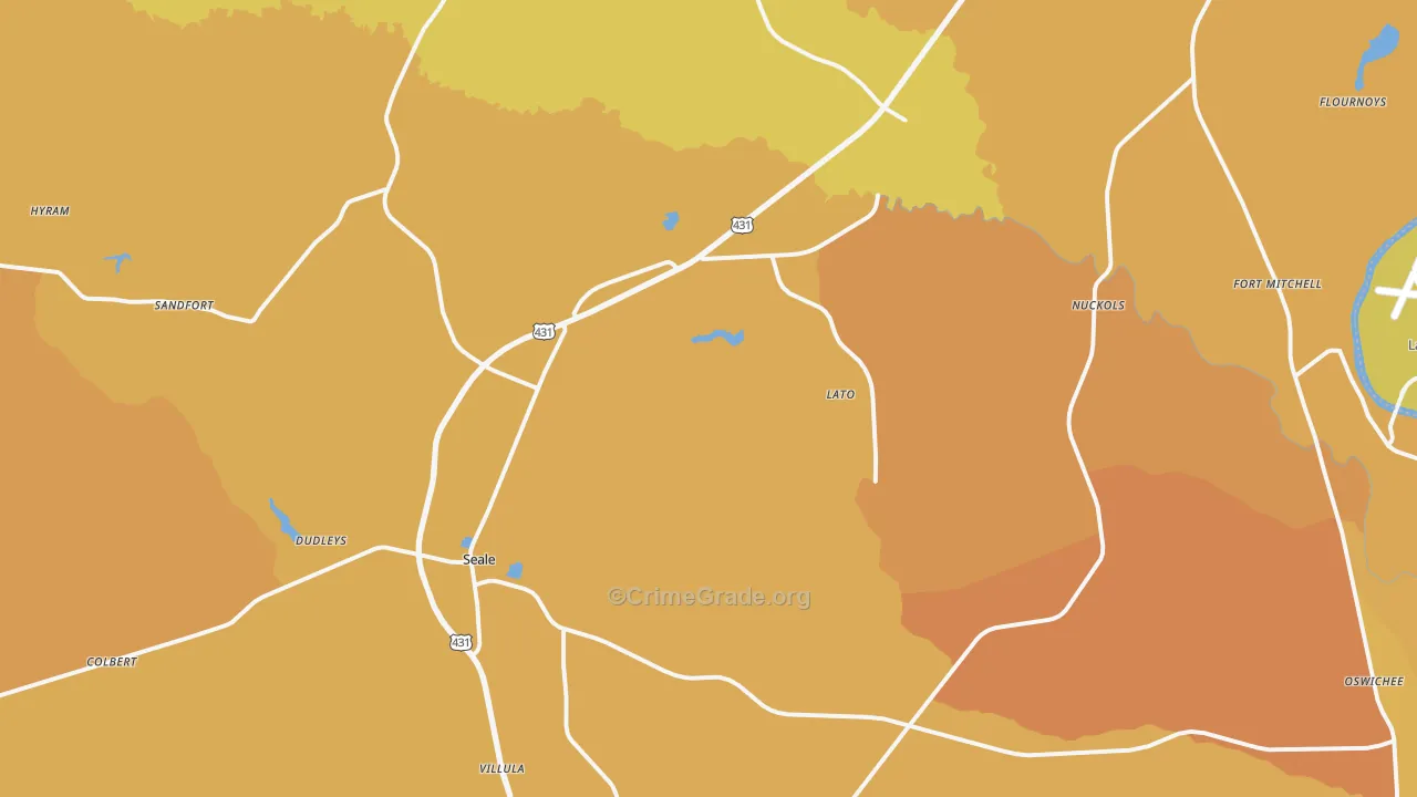 36875, AL Map of Vehicle Theft Rates
