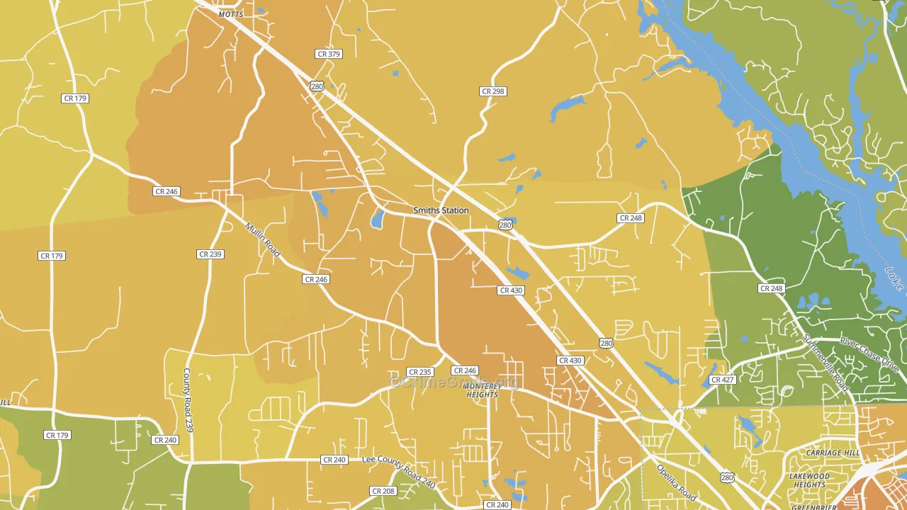 36877, AL Map of Vehicle Theft Rates