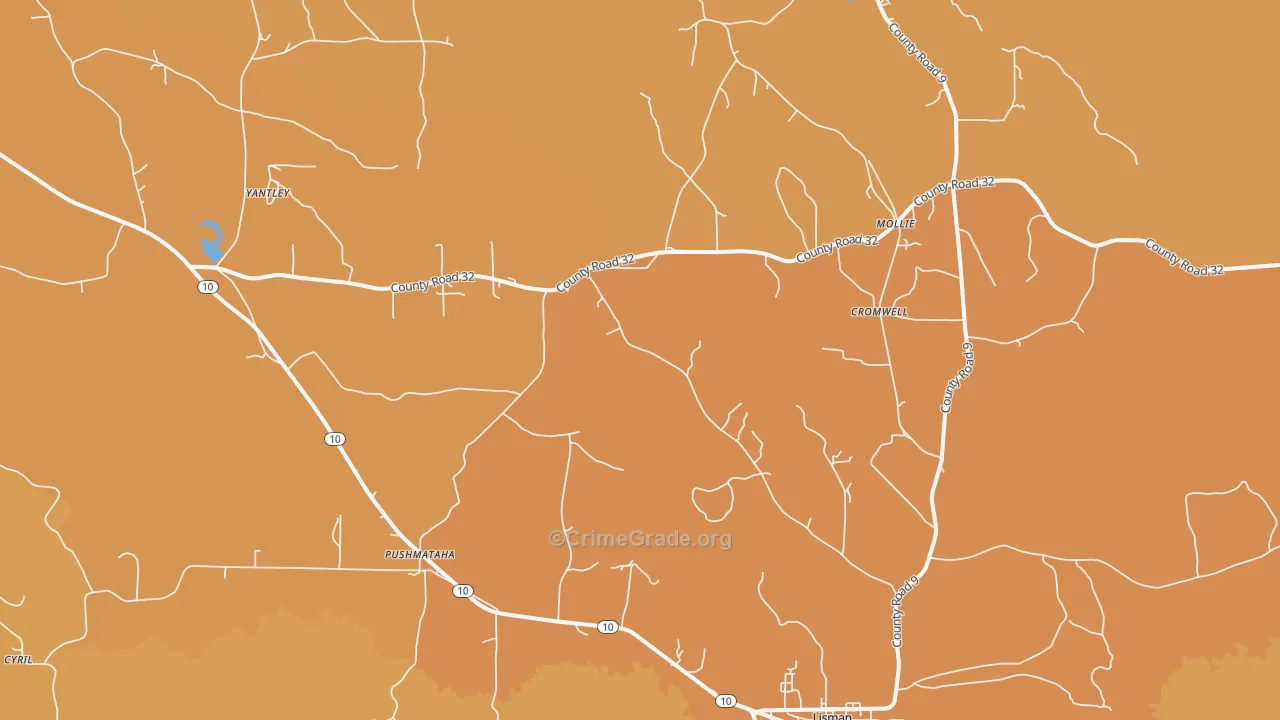 36912, AL Map of Vehicle Theft Rates