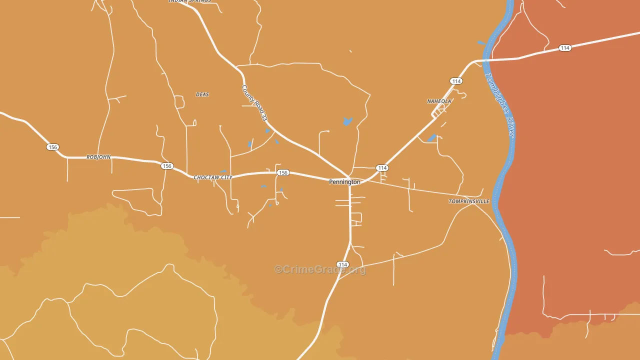 36916, AL Map of Vehicle Theft Rates