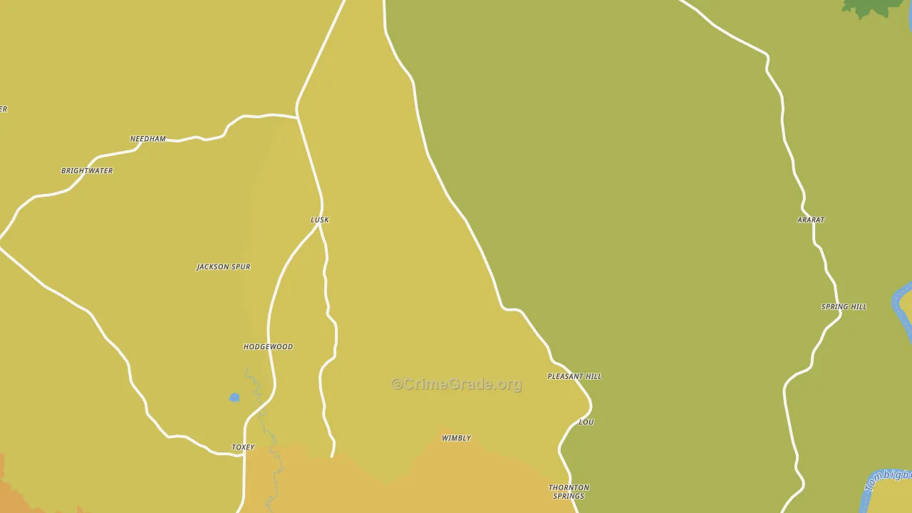 36921, AL Map of Vehicle Theft Rates
