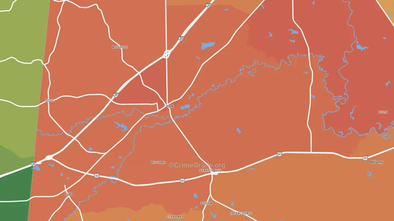 36925, AL Map of Vehicle Theft Rates