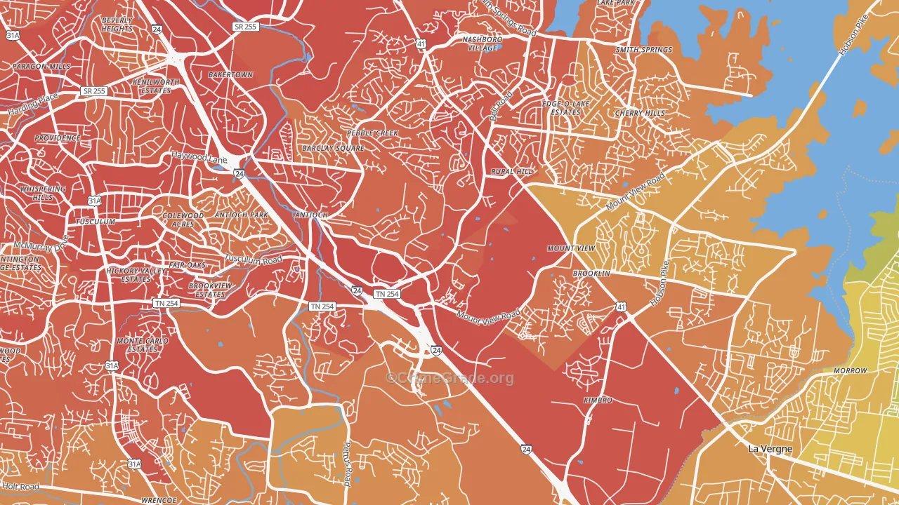 37013, TN Map of Vehicle Theft Rates