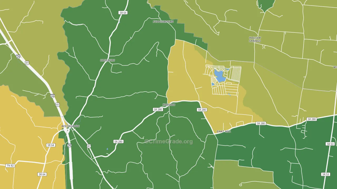 37018, TN Map of Vehicle Theft Rates