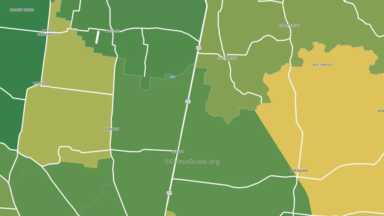37020, TN Map of Vehicle Theft Rates