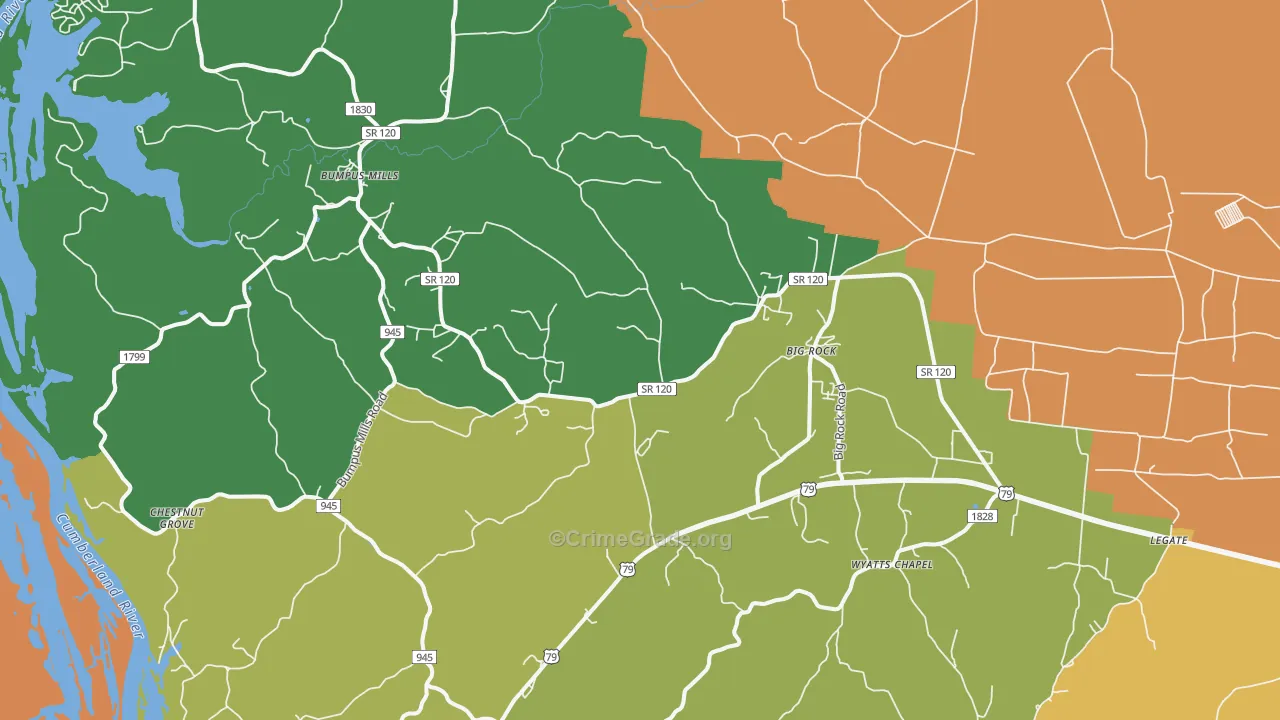 37023, TN Map of Vehicle Theft Rates