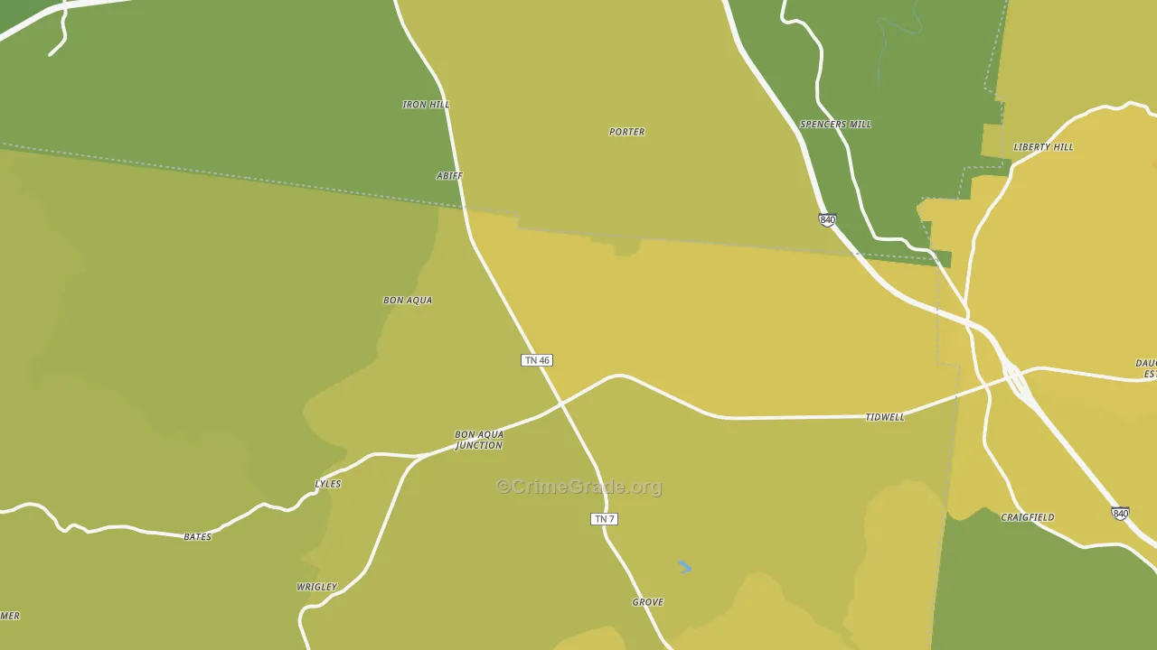 37025, TN Map of Vehicle Theft Rates