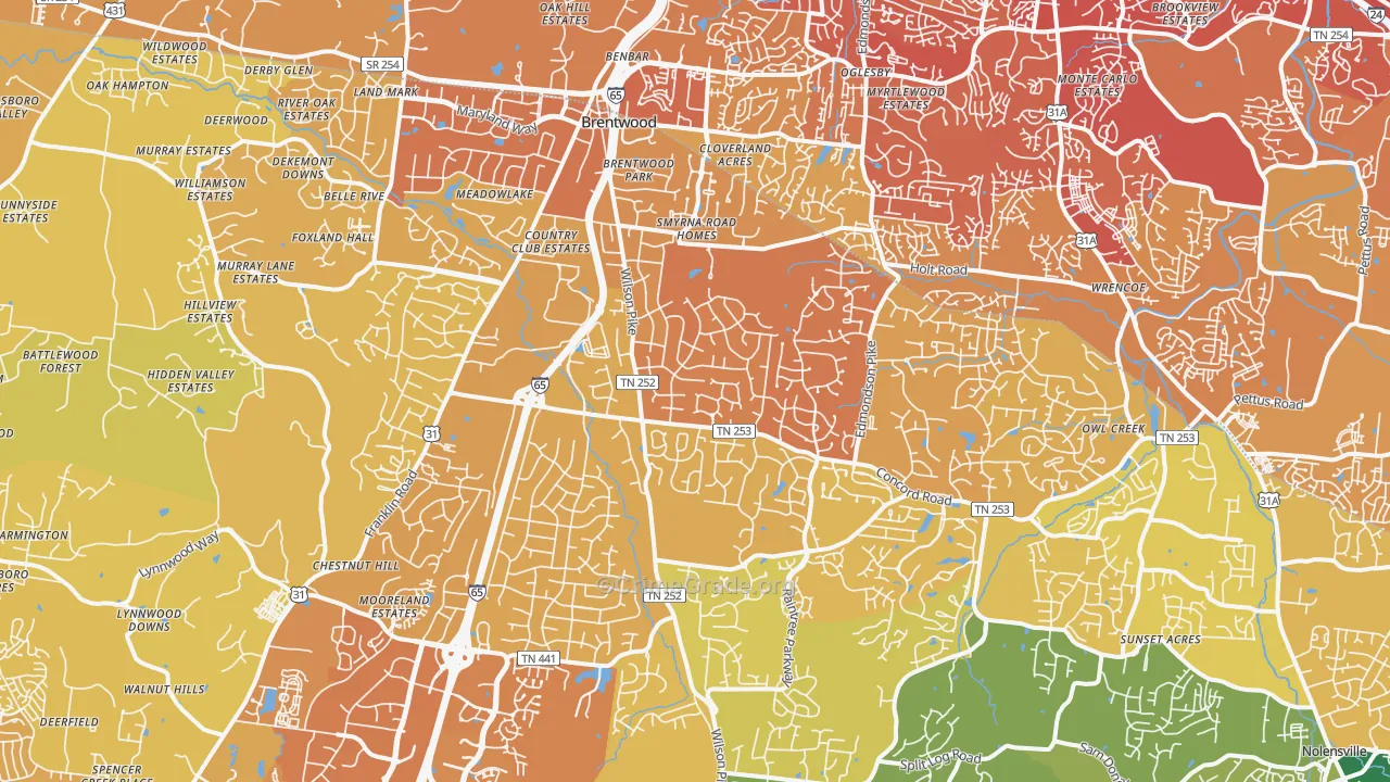 37027, TN Map of Vehicle Theft Rates