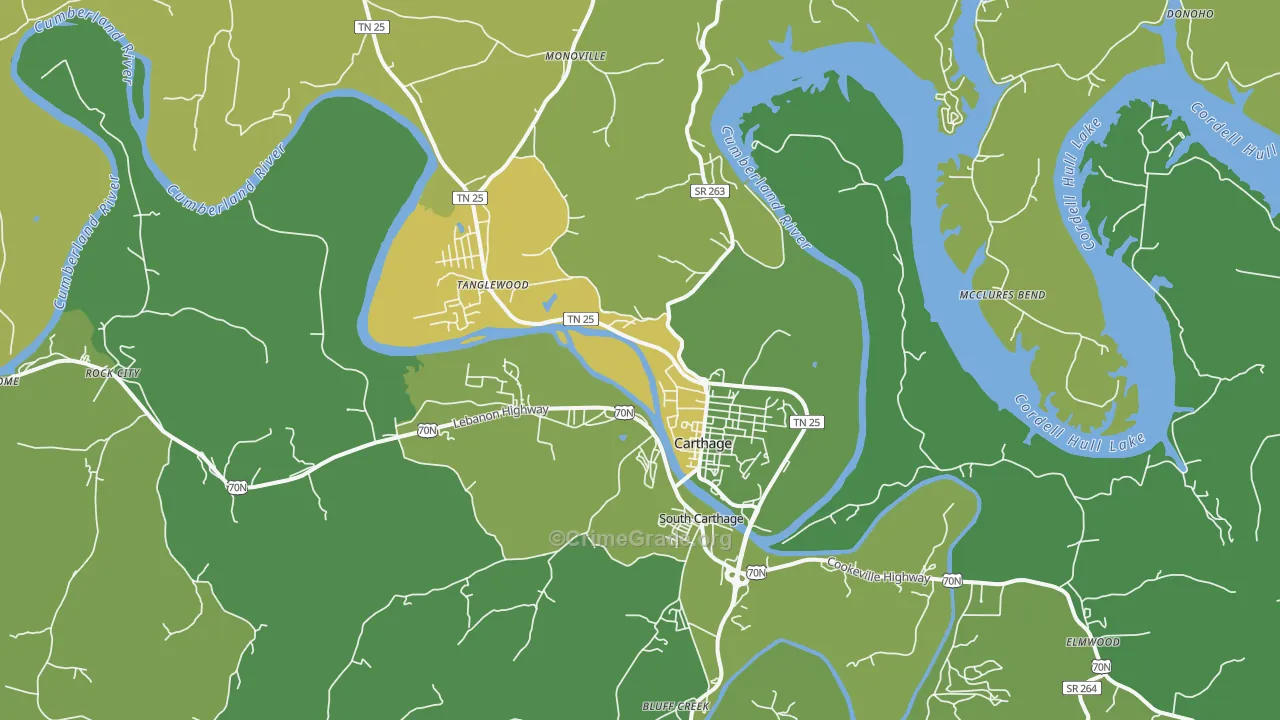 37030, TN Map of Vehicle Theft Rates