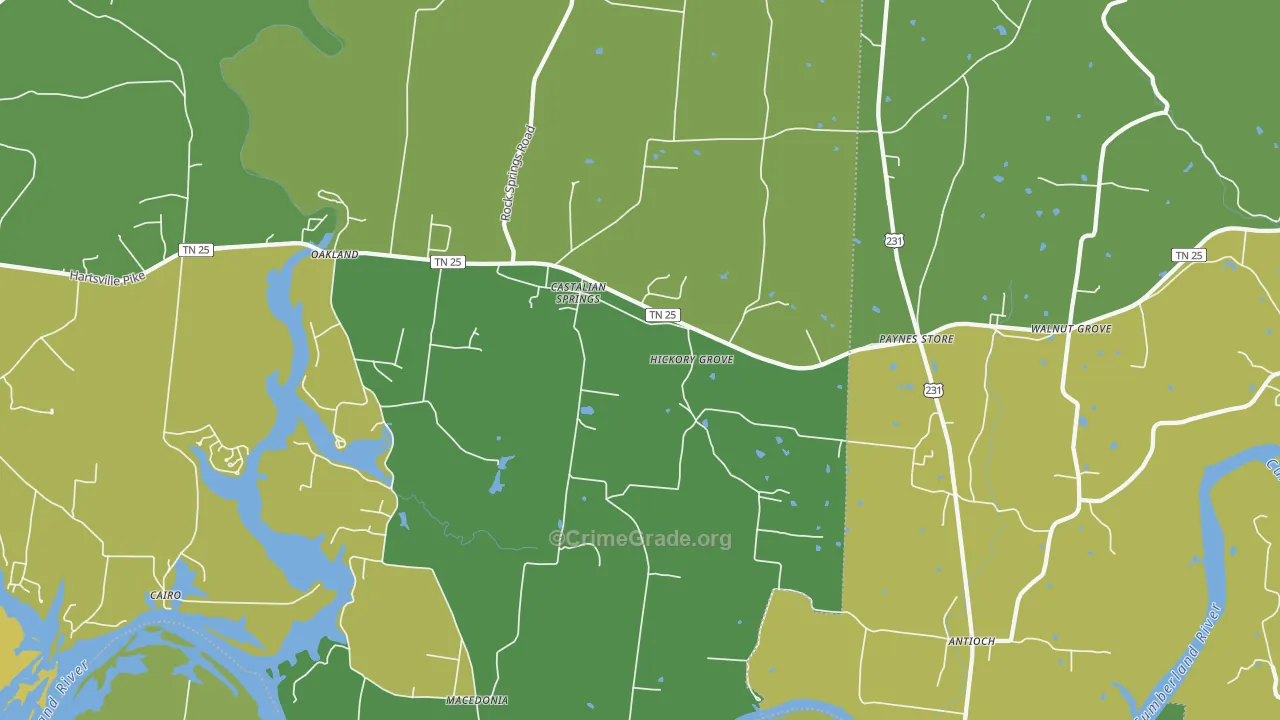 37031, TN Map of Vehicle Theft Rates