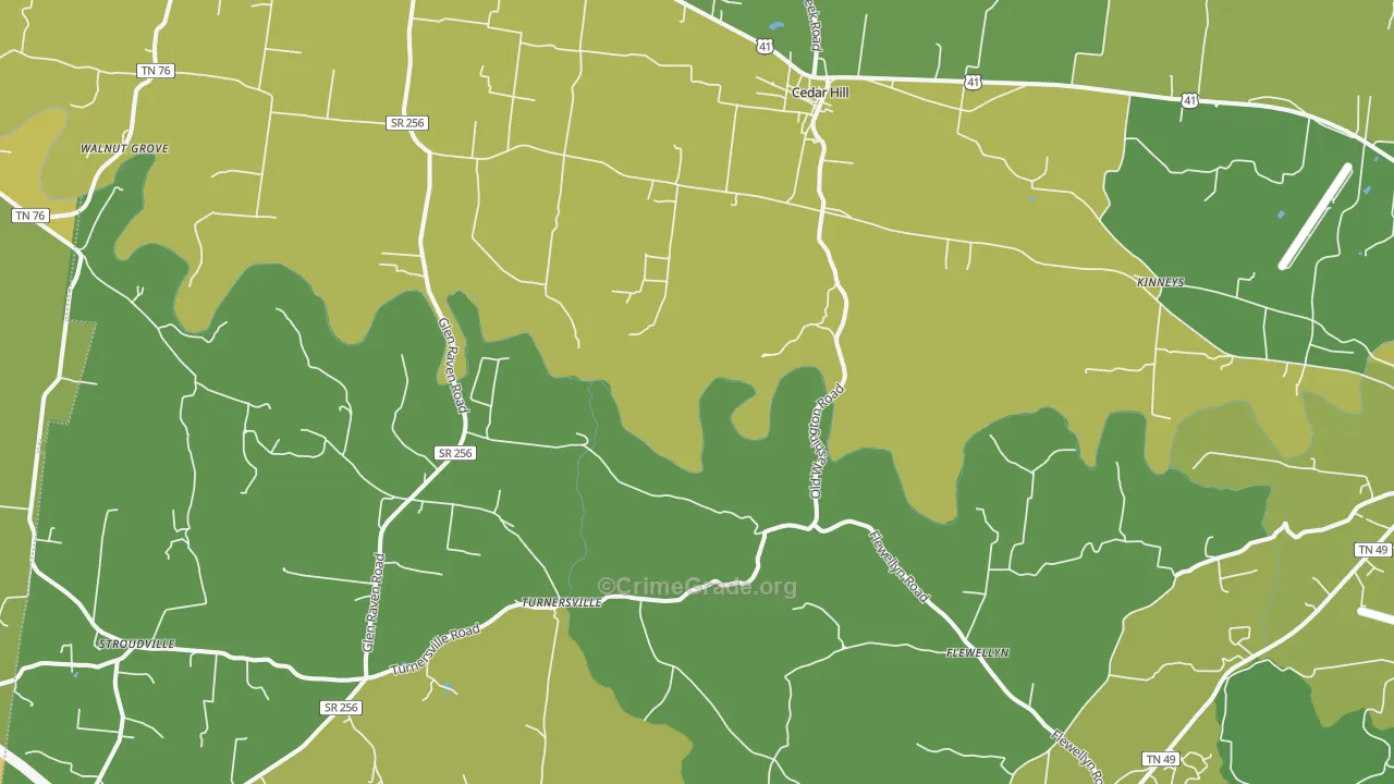 37032, TN Map of Vehicle Theft Rates