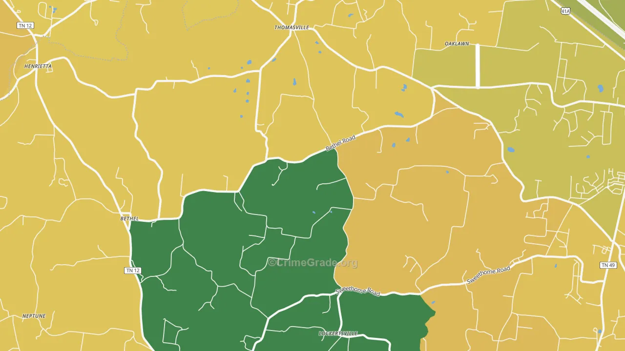 37035, TN Map of Vehicle Theft Rates