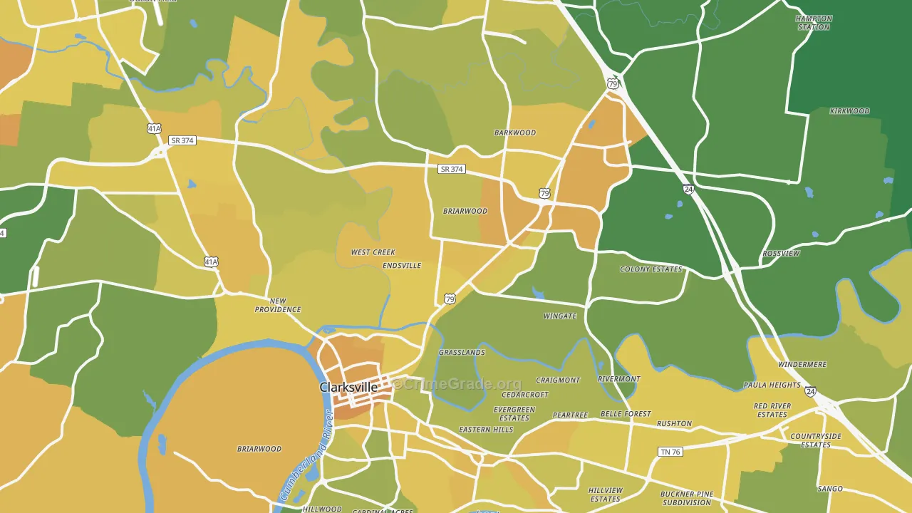 37040, TN Map of Vehicle Theft Rates
