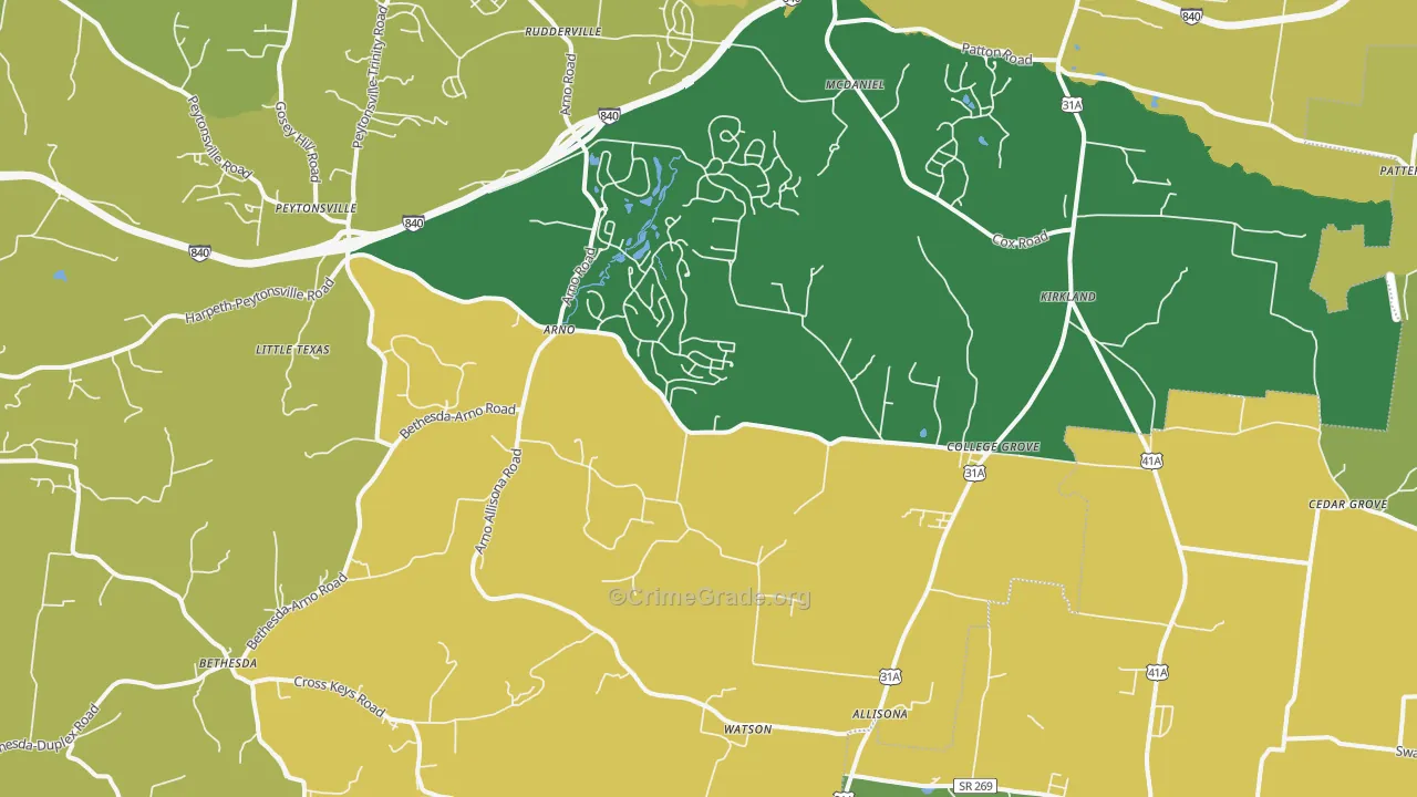 37046, TN Map of Vehicle Theft Rates