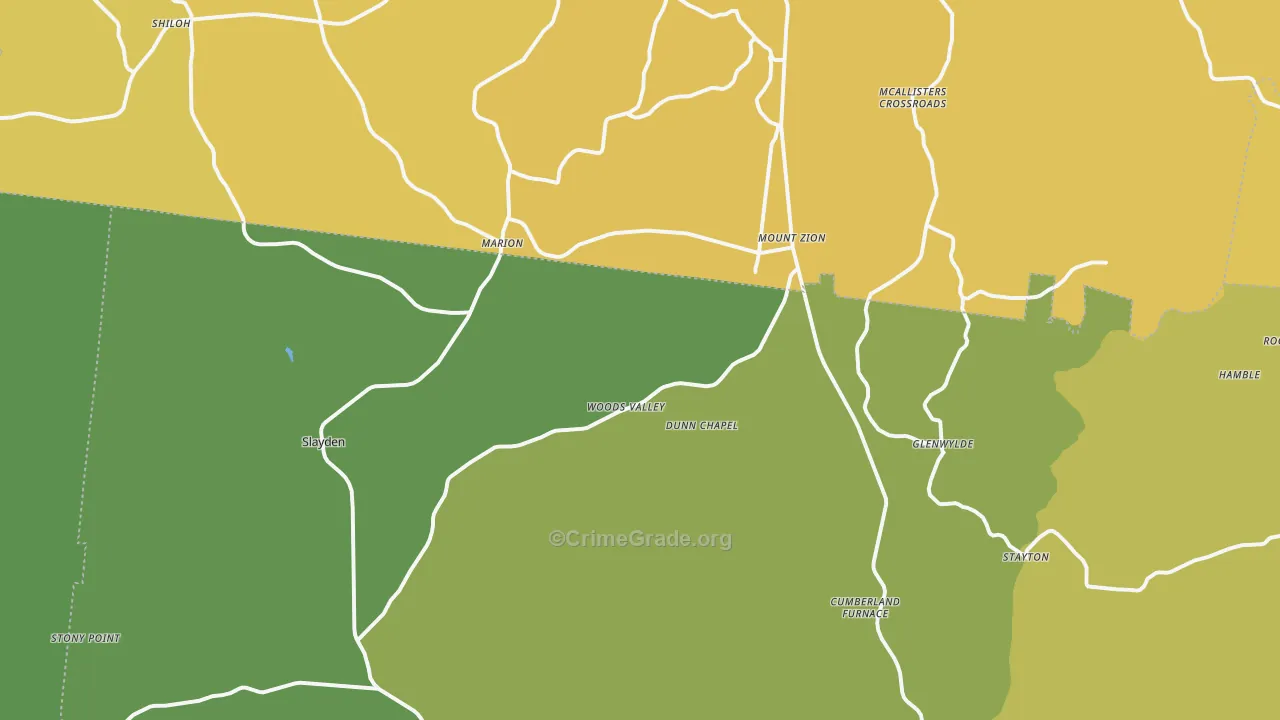 37051, TN Map of Vehicle Theft Rates